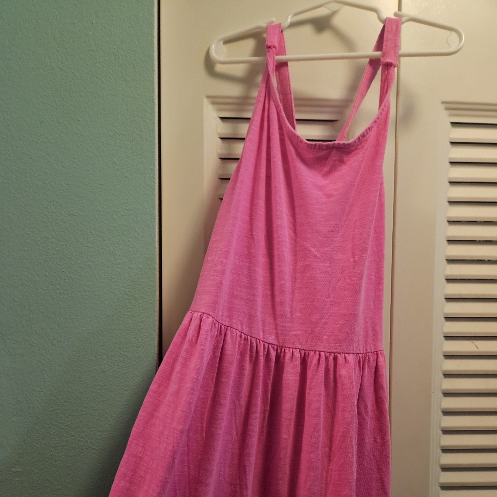Girls Ankle Length Hot Pink Sundress with Pockets